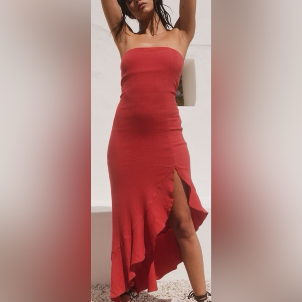 Free People Made Me Blush midi dress Red S